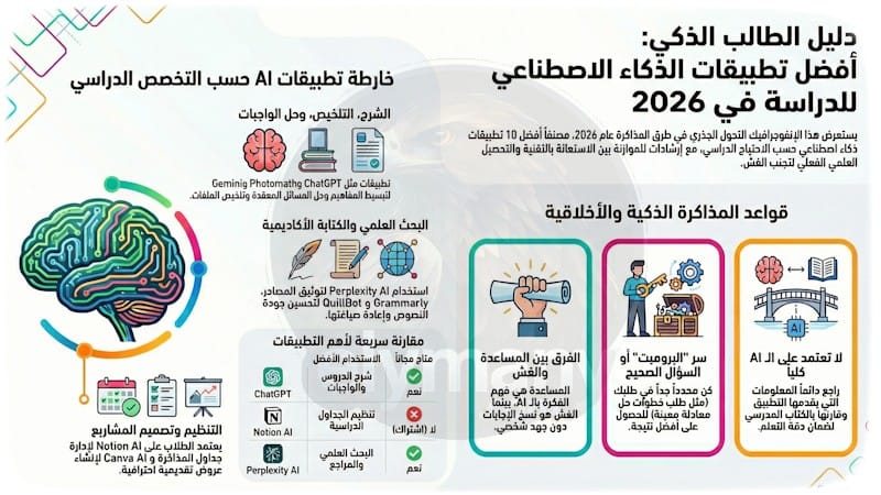 أفضل 10 تطبيقات ذكاء اصطناعي للطلاب